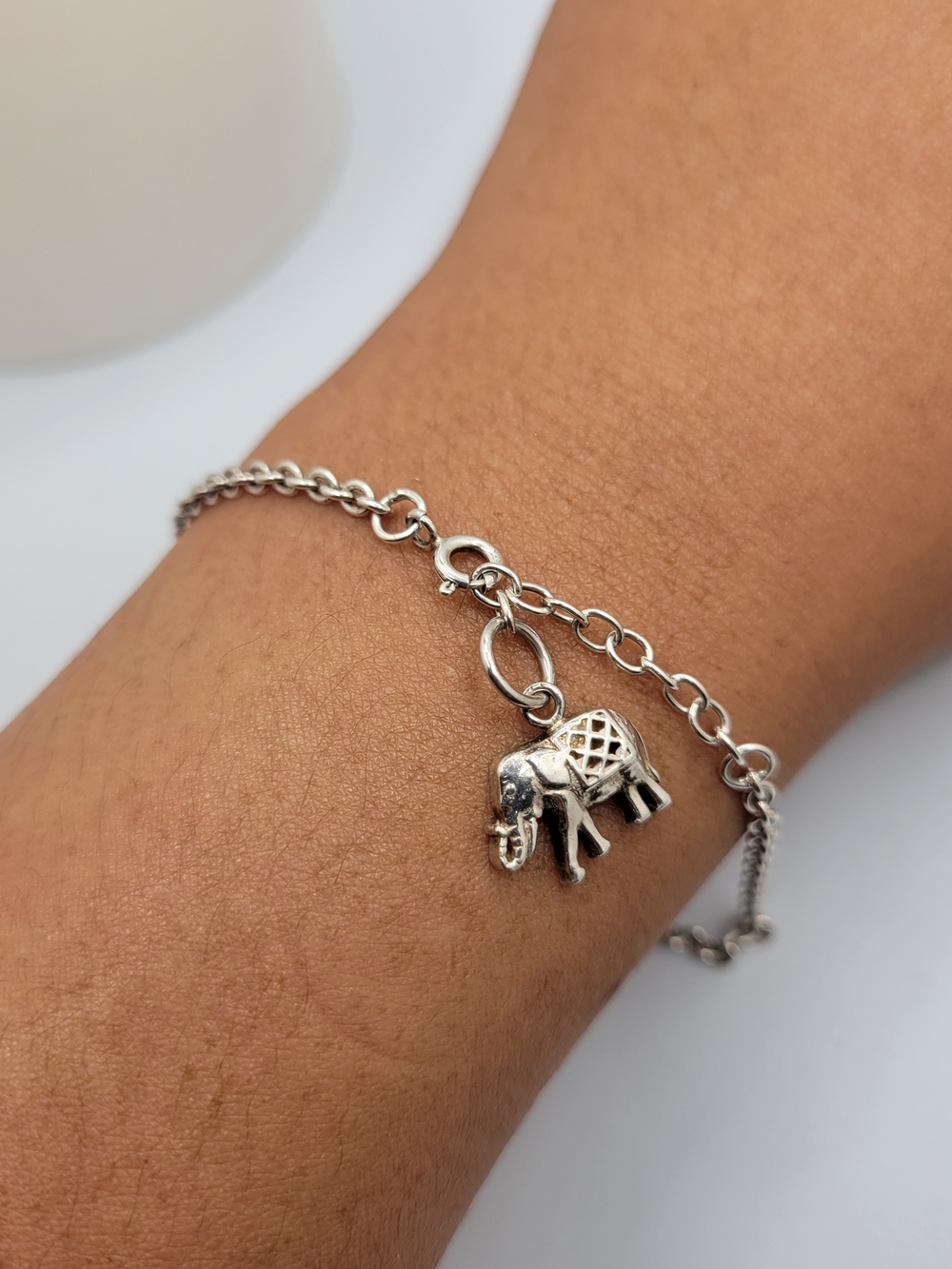 Sterling Silver Elephant Charm Bracelet